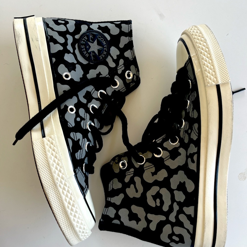 Converse Chuck Taylors 70 Hi "Reflective Leopard" 
Grey and Black